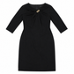 David Meister Black Jersey Dress with Hand-Painted Leopard Scarf Ring