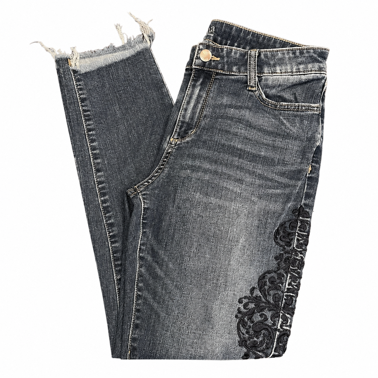 A.N.A Hi-Rise Bootcut Dark Blue Jeans with Flocking