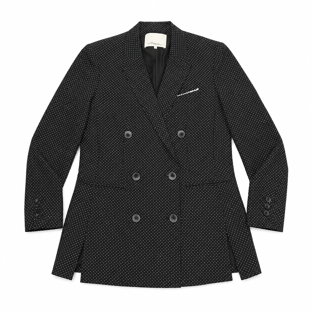 3.1 Phillip Lim Polka-dotted Double-Breasted Peacoat with Pearl Trim