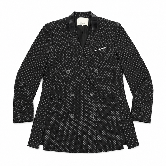 3.1 Phillip Lim Polka-dotted Double-Breasted Peacoat with Pearl Trim