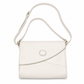 Ivory Leather Vintage Asymmetrical Flap Shoulder Bag