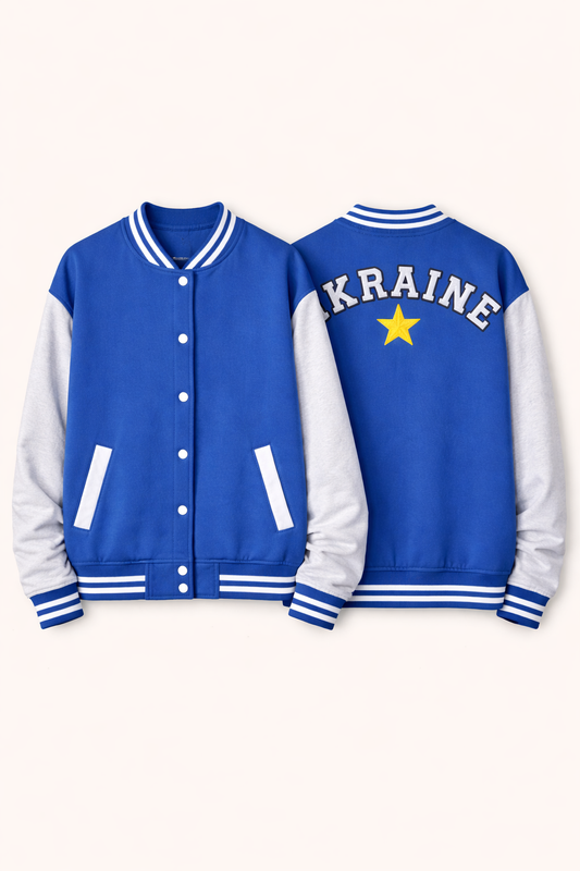 UKRAINE Blue Varsity Bomber Jacket
