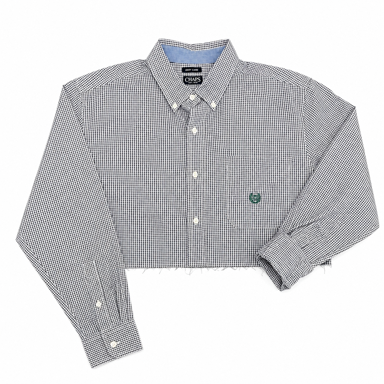 Chaps Checked Jade Green & White Cropped Shirt
