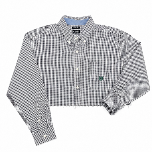 Chaps Checked Jade Green & White Cropped Shirt