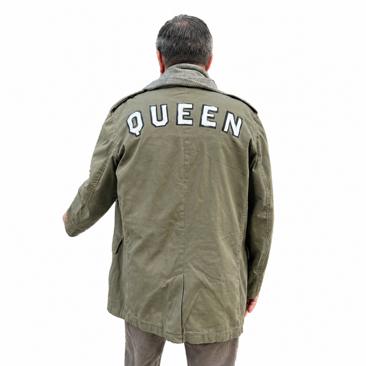 Gap Twill Jacket with Hand-Painted QUEEN Lettering on Back