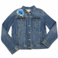 Denim Jacket with Blue Rose Patch