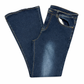 Distressed Hi-waist Gold Stitched Bellbottom Blue Jeans