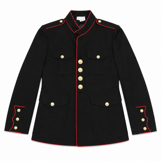 Authentic Navy Military Jacket with Red Lining