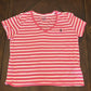 Pink and White Striped Polo Ralph Lauren T-Shirt with Vintage Patch
