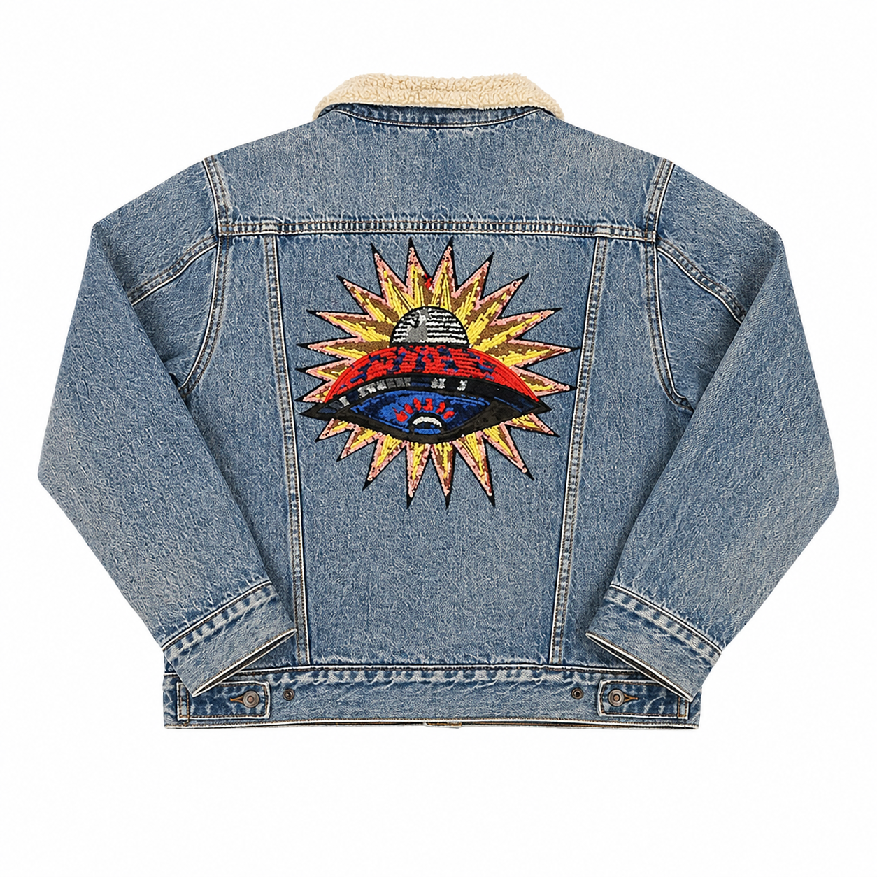 Levi Strauss & Co. Blue Denim Fleece-Lined Jacket with Appliqué