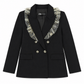 Zara Black Double-Breasted Blazer with Metallic Dotted Trim