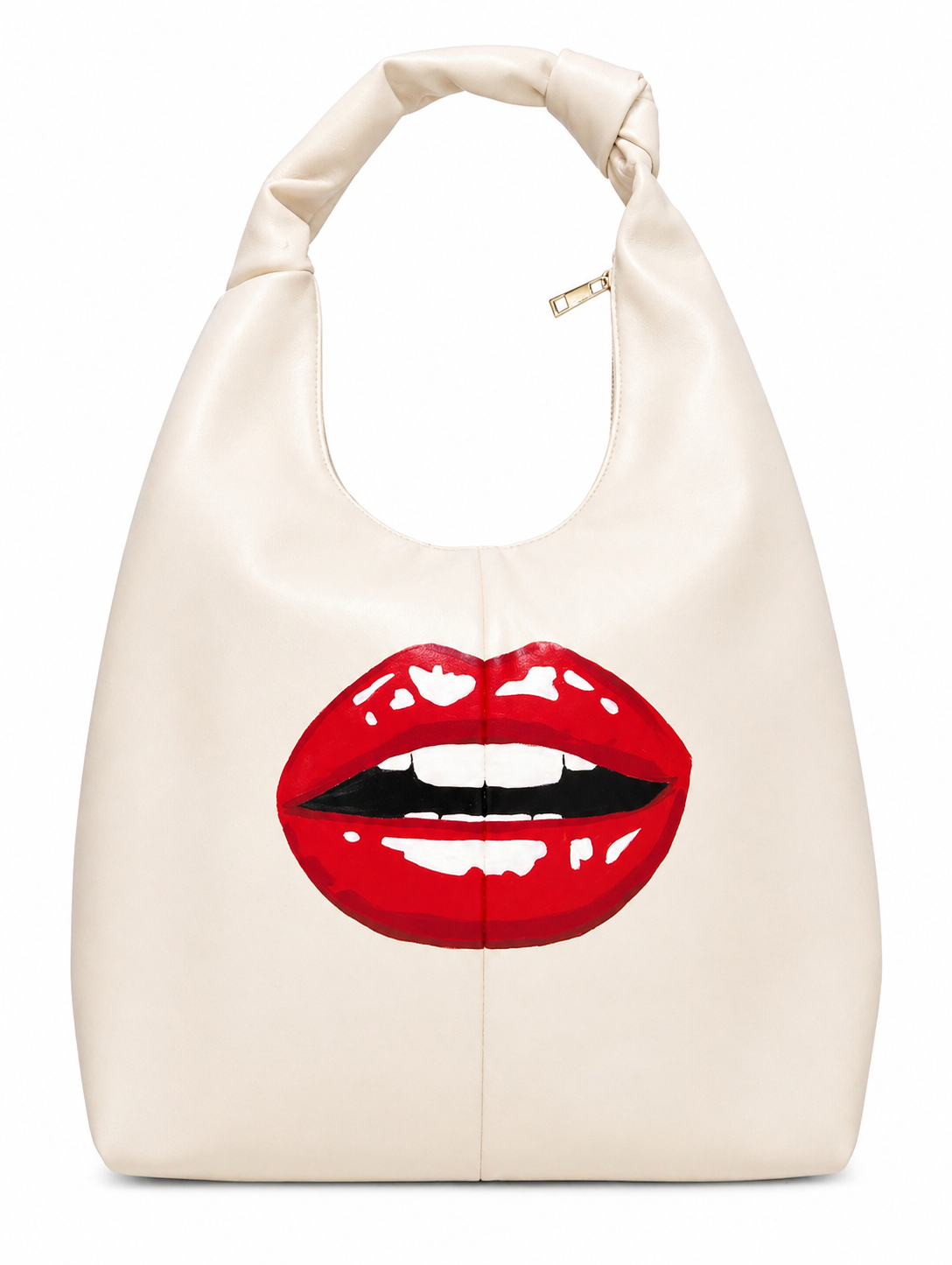 A New Day Hand-Painted Lip Hobo Bag
