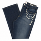 Frame Ultra Hi-Rise Le Sylvie Slender Straight Indigo Jean with Painted-on Pearl Chain