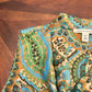 Banana Republic Blue-Green Paisley Sleeveless Top with Golden Beads on Shoulder