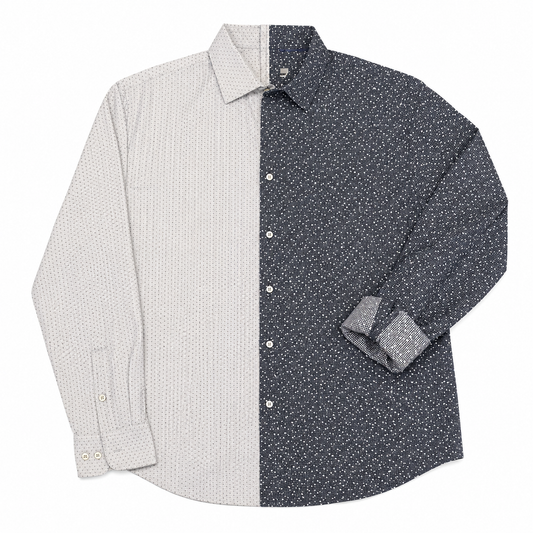Fused Dot & Diamond Print Button-Front Shirt