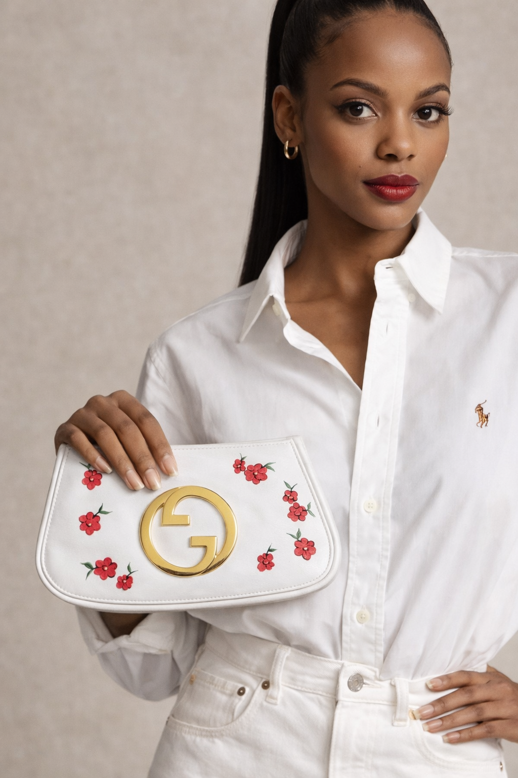 Gucci GG Blondie Leather Flap Clutch