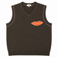 Turnberry Brown Vest with Pink Stitching and Lips Appliqué