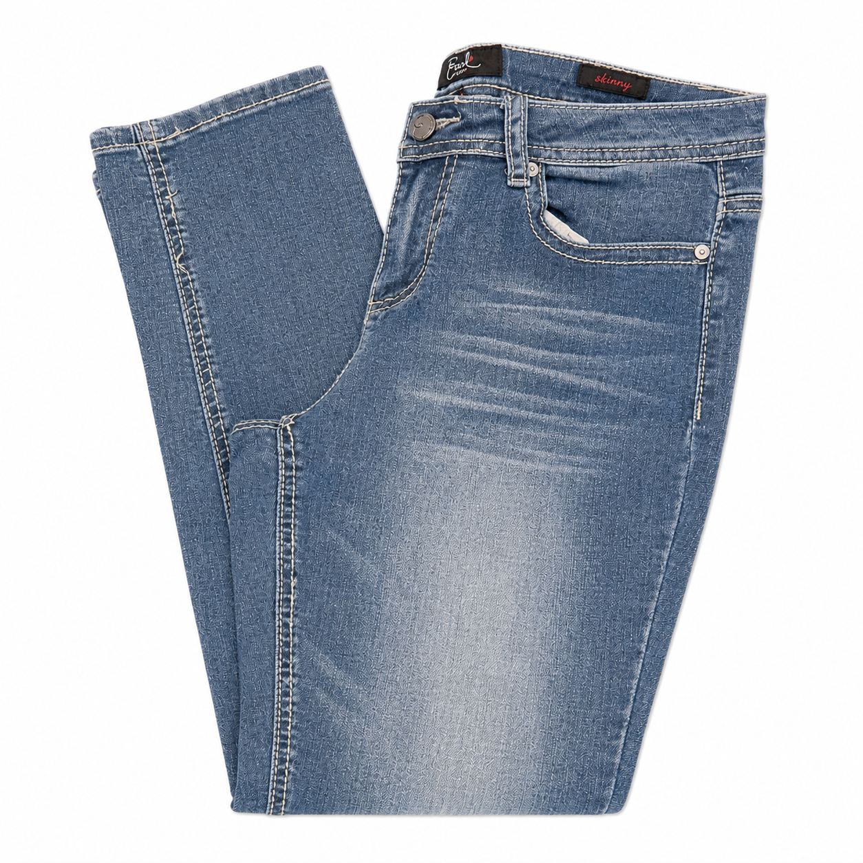EARL Mid-Rise Skinny Jeans with Lace and Crystal Trim
