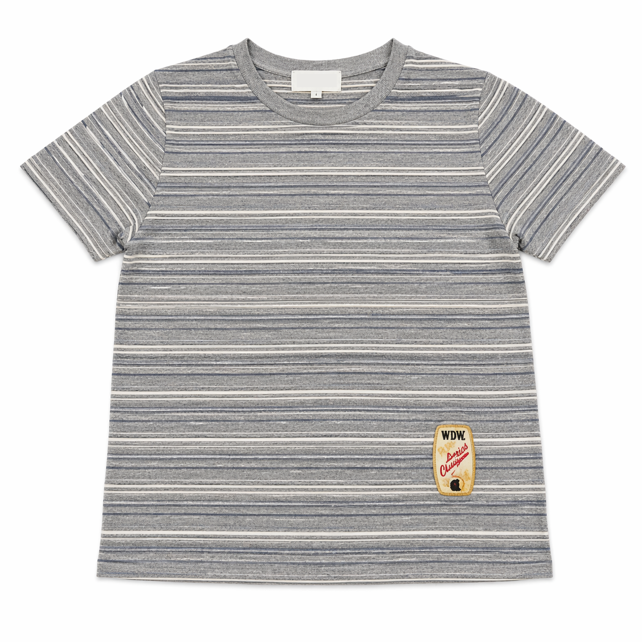 Gray Striped Shirt with Vintage Bowling Patch