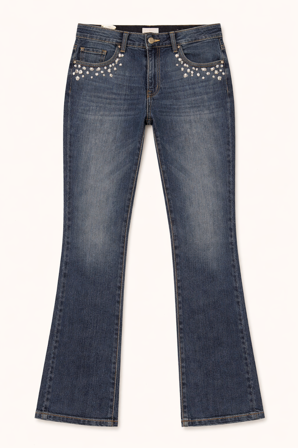 DL1961 Mid-Rise Ultra Insta-Sculpt Ankle Bedazzled Blue Jean