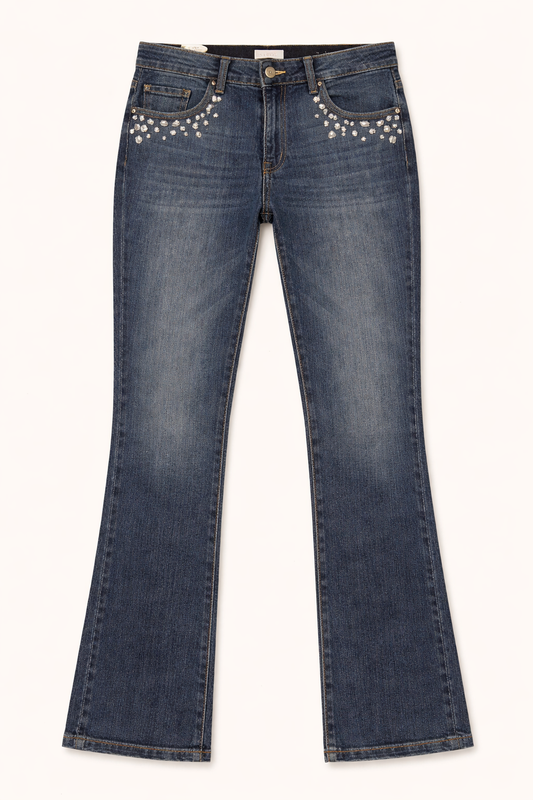 DL1961 Mid-Rise Ultra Insta-Sculpt Ankle Bedazzled Blue Jean