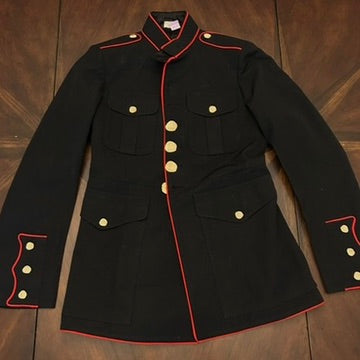 Authentic Navy Military Jacket with Red Lining
