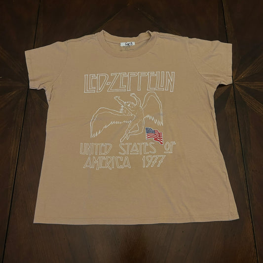 Led Zeppelin Tangerine Tee Shirt with American Flag Patch