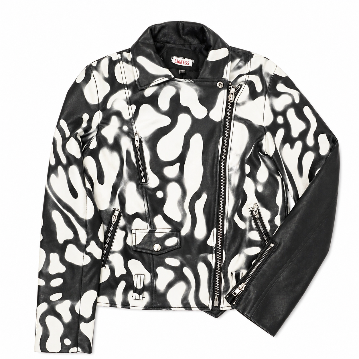 Motorcycle Jacket with Hand-Painted Stencil Design