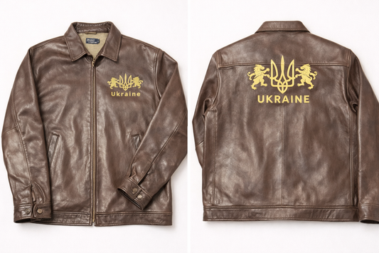 UKRAINE Hand-Painted Polo Vintage Lambskin Jacket