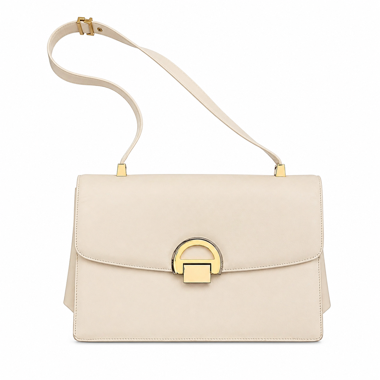 Koret Ivory Flap Shoulder Bag with Gold Hardware