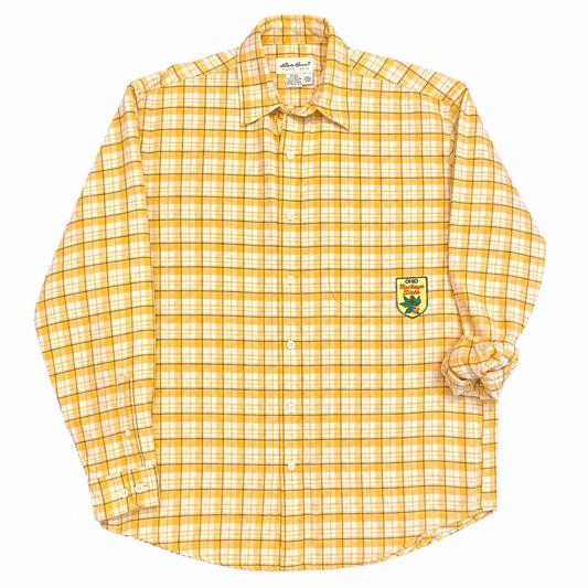 Eddie Bauer Tartan Yellow Plaid Shirt with Ohio Patch