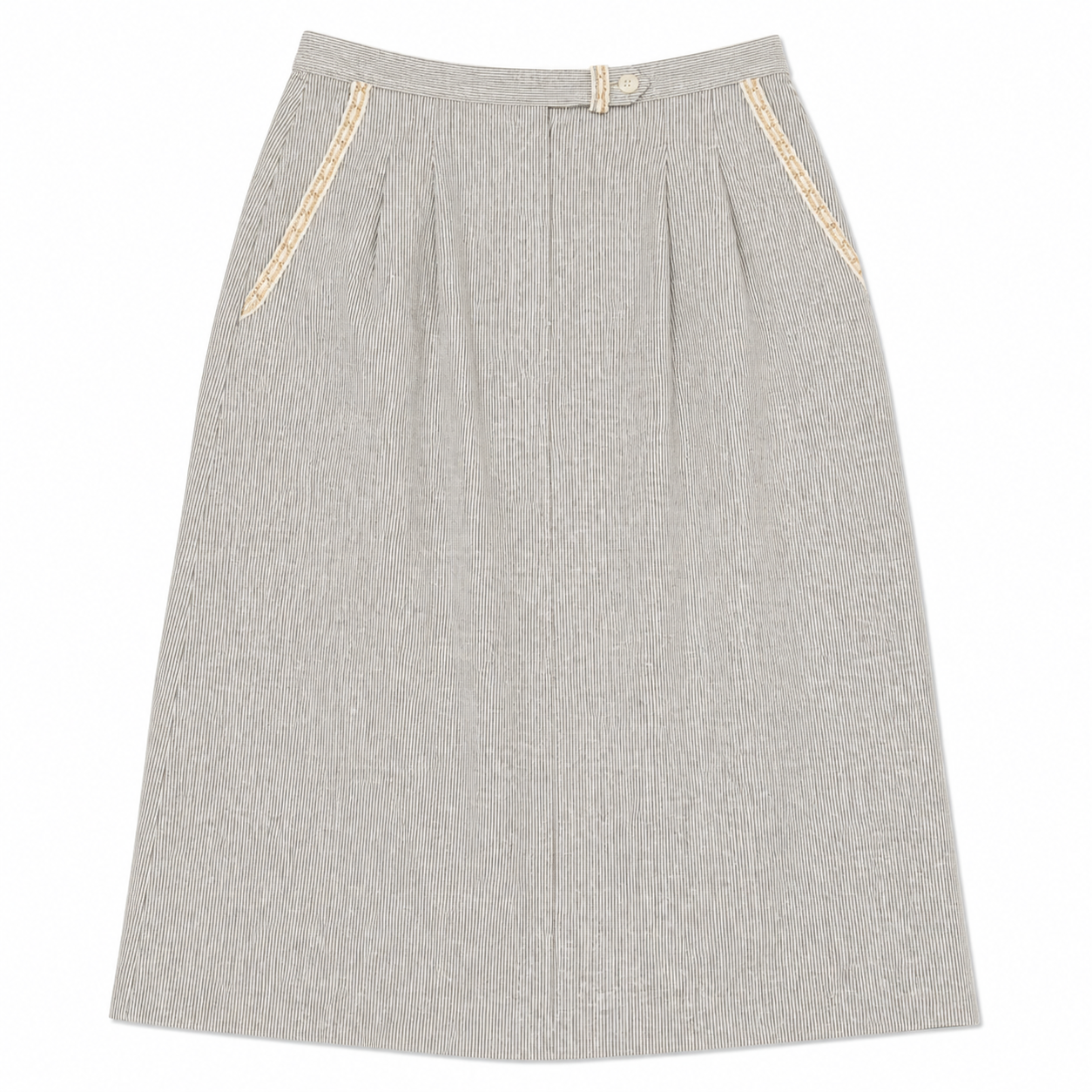 Evan Picone Navy/White Pinstripe Skirt with Trim