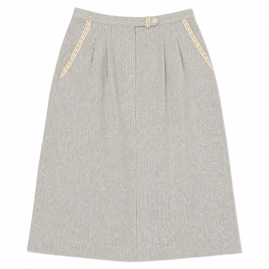 Evan Picone Navy/White Pinstripe Skirt with Trim