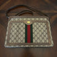 Gucci  Brown Logo Vintage 1980s Shoulder Handbag with Exterior Pocket