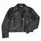 Faux Leather Biker Jacket with Hand-Painted Daisies