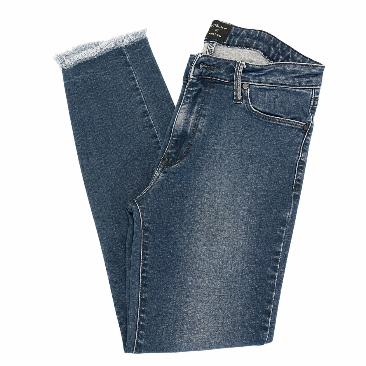 Just Black Mid-Rise Frayed Dark Blue Skinny Capri Jeans