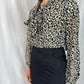 J. Crew Animal Print Long-Sleeve BF Blouse with Tie