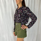 Brooks Brothers Long-Sleeve Navy Floral Blouse