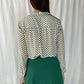 Gerard Darel Ivory with Navy Leaf Print Split Collar Blouse