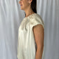 Carolina Herrera Ivory Charmeuse Jewel-Neck Cap-Sleeve Blouse