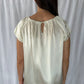 Carolina Herrera Ivory Charmeuse Jewel-Neck Cap-Sleeve Blouse