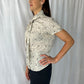 Brooks Brothers Rose Print Short-Sleeve Blouse with Tie