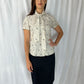 Brooks Brothers Rose Print Short-Sleeve Blouse with Tie