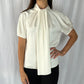 J. Crew Ivory Short-Sleeve Blouse with Flap Tie