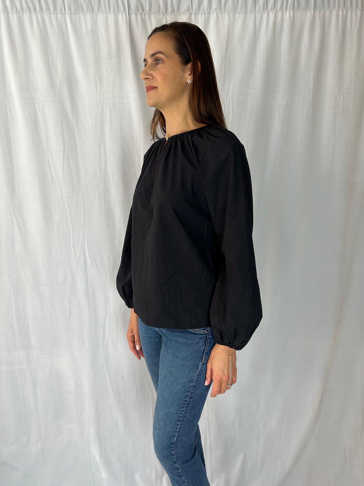 Kate Spade Navy Long-Sleeve Jewel-Neck Blouse