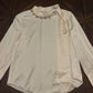 J. Crew Collection Ivory Long-Sleeve Side-Tie Charmeuse Blouse with Beading on Collar