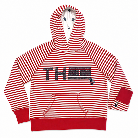 Hilfiger Sport Red Striped Hoodie with Appliques