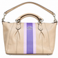 Coach Gray Leather Handbag with Purple & Lavender Hand-Painted Stripes