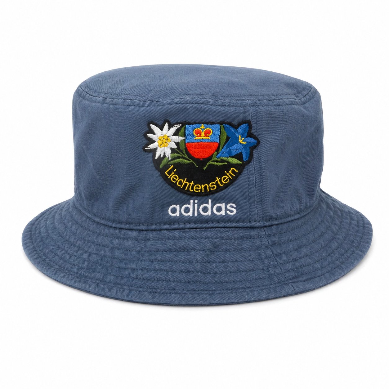 ADIDAS Blue Bucket Hat with Vintage Liechtenstein Patch