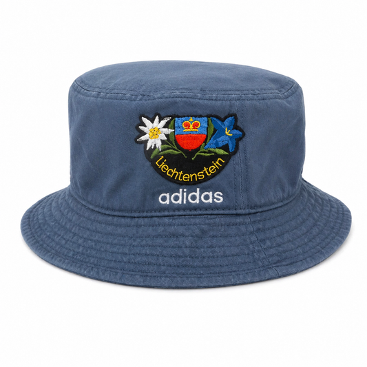 ADIDAS Blue Bucket Hat with Vintage Liechtenstein Patch